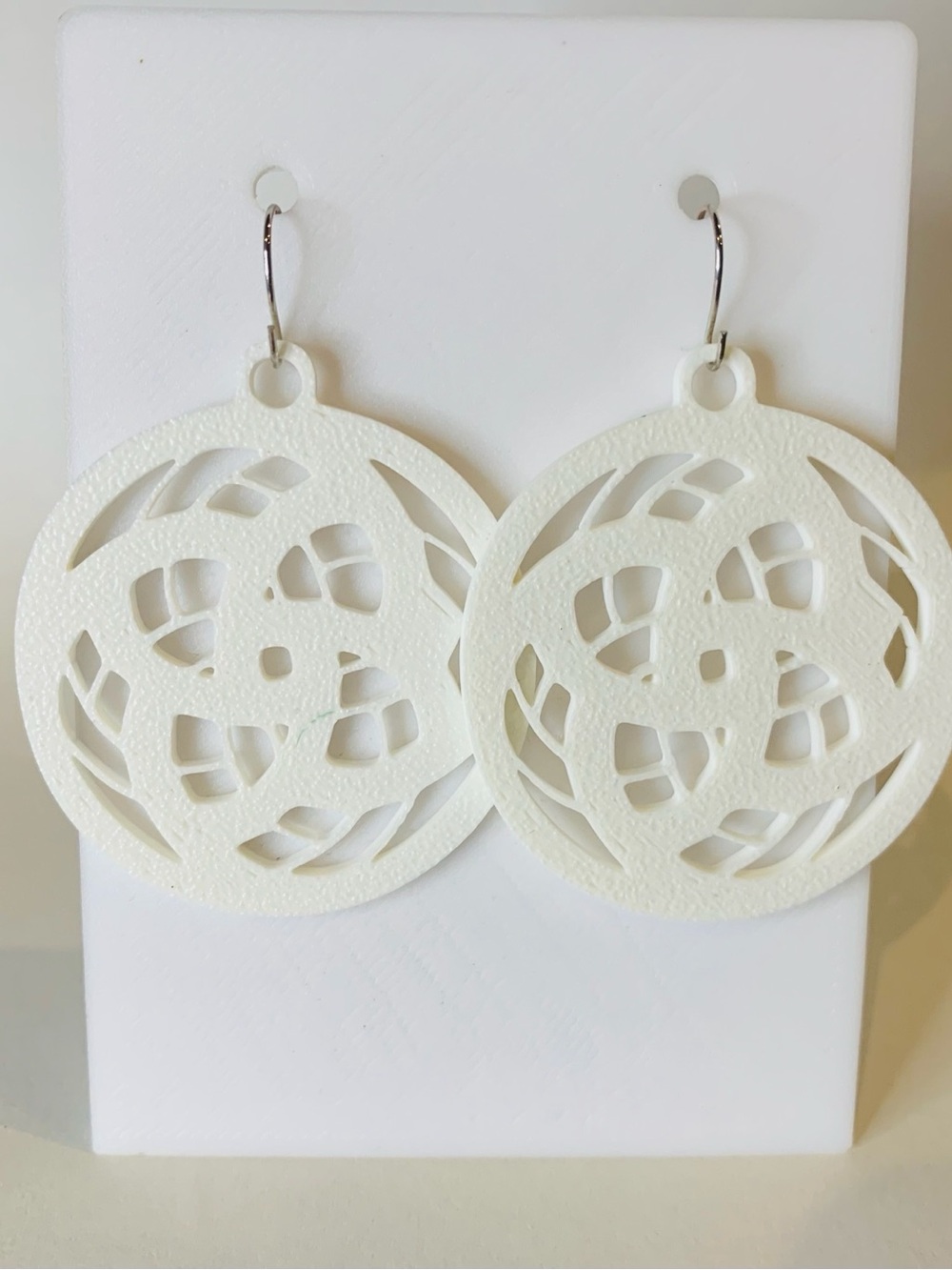White Cutout Round Drop Earrings - Women Jewelry